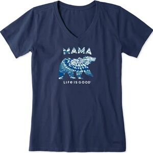 NWOT Life is Good Women's Tie Dye Mama Bear Crusher Vee Tee Size Small